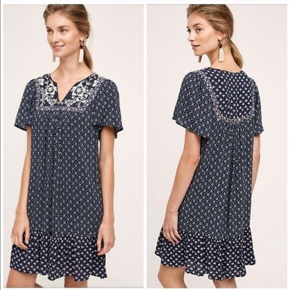 Anthropologie Dresses & Skirts - One September Blue Alpina Tunic Dress Floral